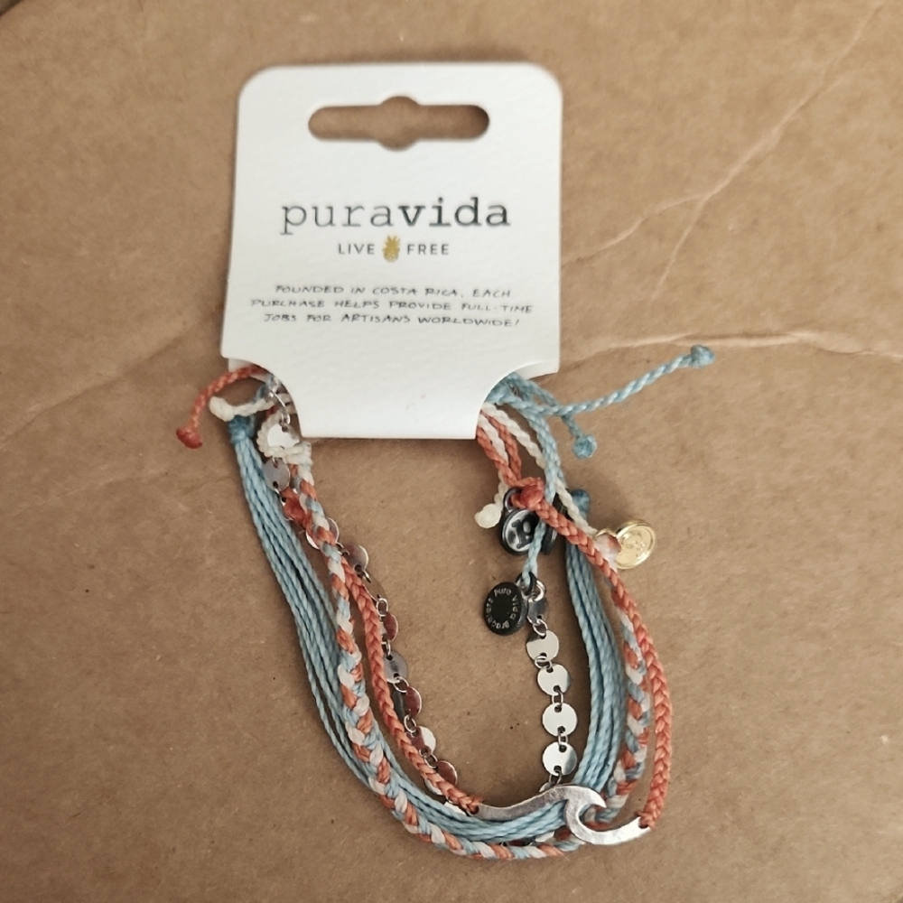 Pura Vida Blue and Orange Bracelet Set